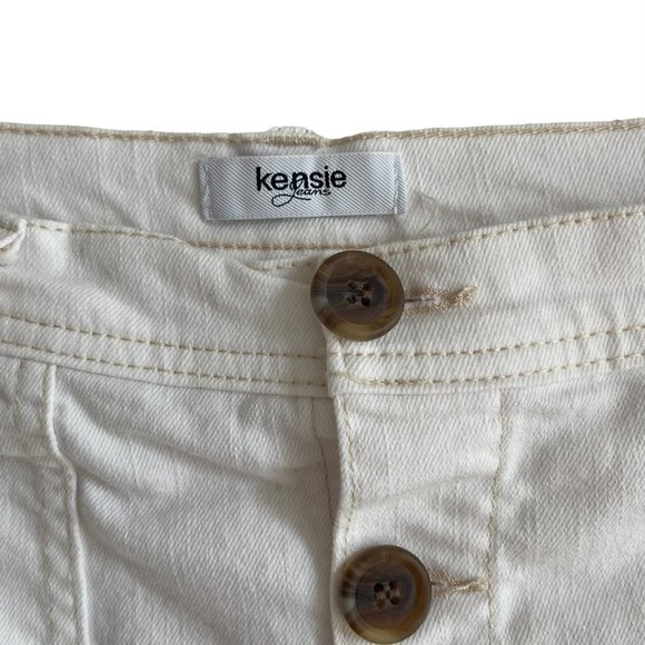 kensie Jeans White Cream High Waist Button Up Mini Denim Skirt Size 12/31 - Picture 3 of 7